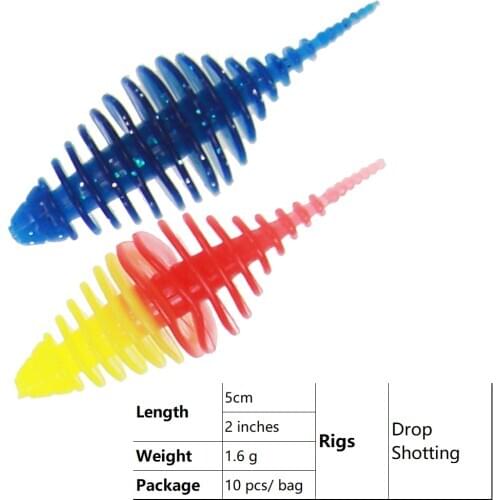 Fishing Worm Soft Baits Lure Artificial Fishing Baits 50mm 1.6g Squid Carp Trout Perch Silicone Fishing Lure