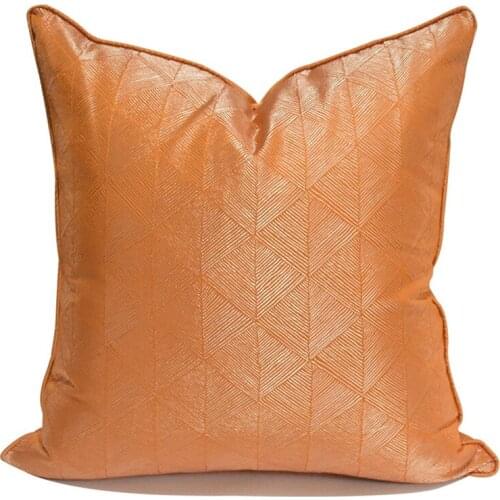 Light Luxury Orange Sofa Pillowcase High Precision Hotel Model Room Designer Cushion Cover Geometric Striped Decorative Pillows