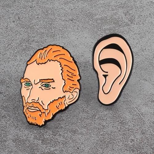 Van Gogh artist enamel pin and his ear brooch badge painter badge art lovers gift cowboy backpack jewelry