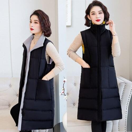 Spring Autumn 2021 Women Vest Cotton Waistcoat Female Plus Size Long New Slim Padded Coat Clothings Ladies Jacket Coats H681
