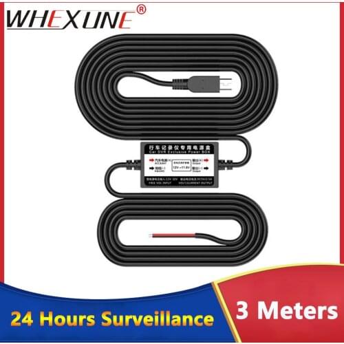WHEXUNE Buck Line Car Camera 24 Hours Parking Monitoring Radar Detector DVR Camera Cable Length 3m 360 Traffic Recorder 5V 2.5A
