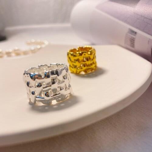 Women gold plated high quality fashion thick woven fabric style ring