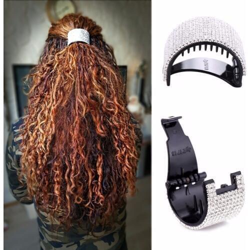 Hair Accessories for Women Round Hair Buckle Crystals Jaw Clips Girls Ponytail Barrette Long Thick Hair Clip Claw Headwear HC322