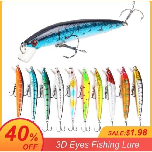 1 Pcs Minnow Fishing Lure 100mm 7.5g 3D Eyes Fishing Bait Hard Bait Wobblers Artificial Plastic Hard Bait Fishing Tackle