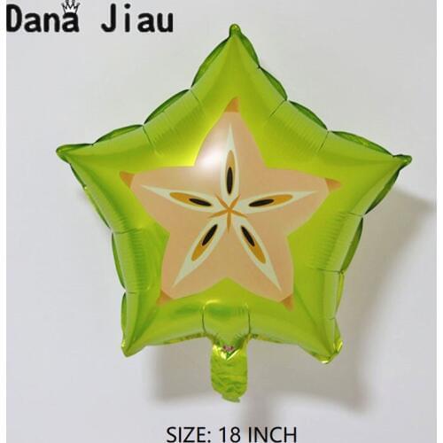 18inch carambola star Aluminum foil Balloons Birthday Party baloon summer fruit festival decorations kids toy inflate air ball