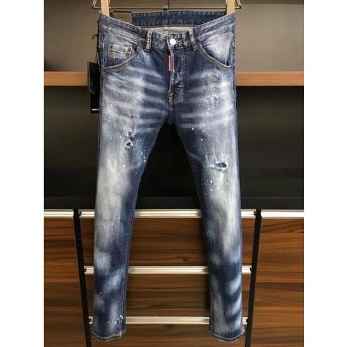 2021 Fashion Trend Dsquared2 Patch Patch Paint Dot mens Motorcycle Jeans *9620