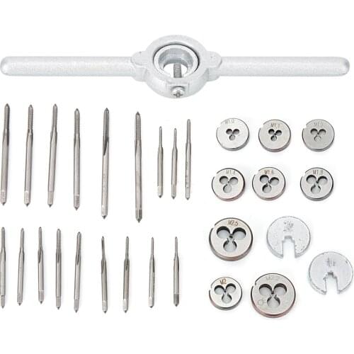 31pcs/set Metal Jewelry Screw Tap & Die Set External Thread Cutting Tapping Hand Tool Kit Jewelry Making Tool for Jeweler