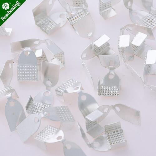 360pcs/lot Leather Necklace/Cord Crimp Rhodium Plated End Caps Tips Loop For Necklace Chain DIY Jewelry Connector 4x9mm