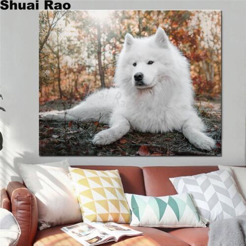 3d Samoyed Diamond Embroidery Cross Stitch Rhinestone painting Diamond Mosaic animal pet 5d Diy Diamond Painting dog