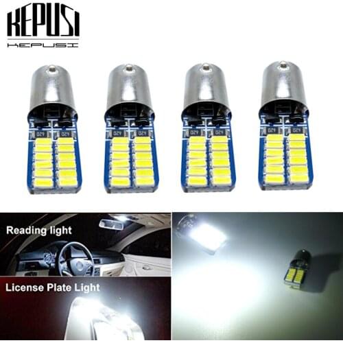 4pcs BA9S T4W 24 led 3014 smd auto Clearance Lights car marker light parking BULBS reading dome Lamp license plate light canbus