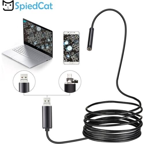 5.5/7/8mm Lens 6 LED 2in1 1/2/5/10M soft Cable MicroUSB Endoscope Waterproof Android USB PC Inspection Borescope Tube Camera