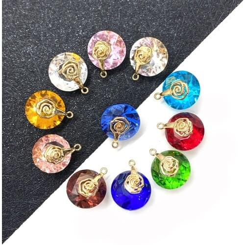 5pcs/bag Exquisite Round Natural Crystal Pendant 11x11mm DIY Handmade Jewelry Accessories Ladies Jewelry