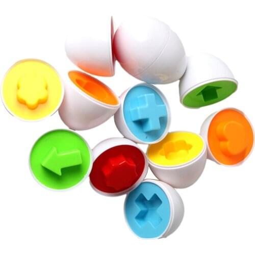 6pcs/pack Baby Infant Educational Toys Paired Twisted Egg Identify Color Shape Insert Intelligence Construction Blocks Toy