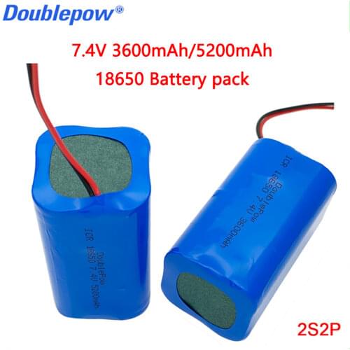 7.4V 18650 lithium battery pack 3600mAh/5200mAh Rechargeable battery pack megaphone speaker protection board+XH2.54-2P Plug