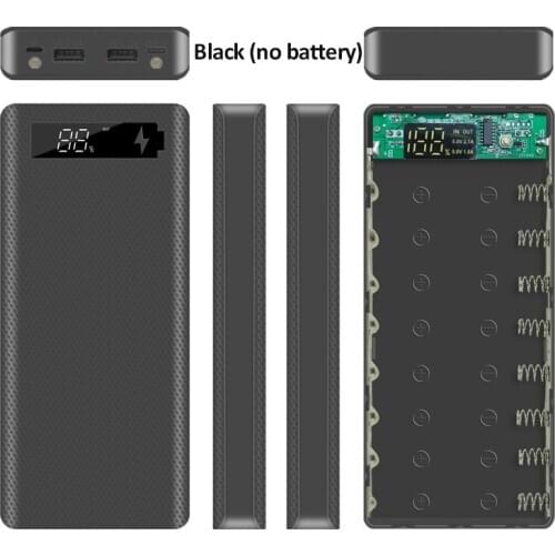 8*18650 Battery Holder Dual USB 5V 2A Power Bank Case Mobile Phone Charger DIY Shell Charging Battery Storage Box With LED Light