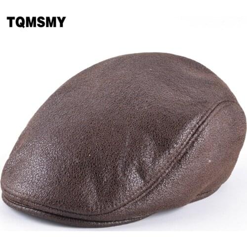 TQMSMY Retro plus velvet berets for men Imitation leather hats casual peaked cap gorras planas flat caps winter mens hat bone