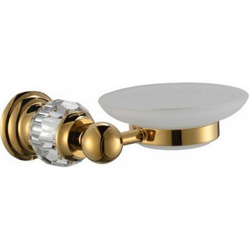 Free shipping gold finish Modern Luxurious crystal design soap dish holder