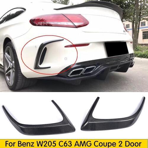 C Class Carbon Fiber /FRP Black Rear Bumper Trims Side Vents Spoiler for Mercedes Benz W205 C63 AMG C200 C260 C300 Coupe 15-17