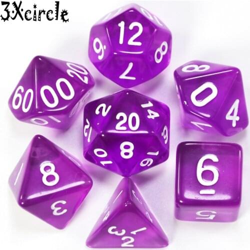 Top Quality Set of 7 Translucent Sided Dice D4 D6 D8 D10 D12 D20 for DnD Dices Dados Rpg Boardgame