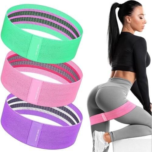 Best Resistance Elastic Fabric Exercise Workout Bands for Legs Butt Fitness Booty Loops Bands for Home Gym Yoga Weights Squats