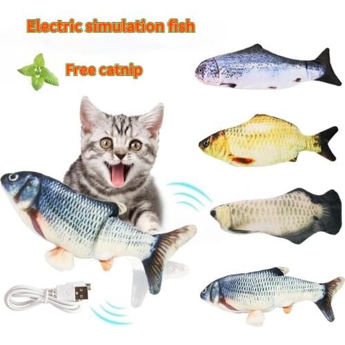 Pet electric fish USB charging Simulation fish with catnip tail beating makes cats and dogs more happy electric fish cat toy