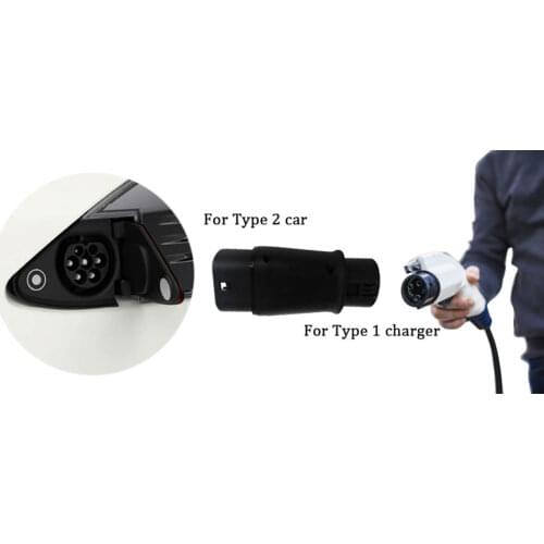 EVSE 32A Electric Car Adapter SAE J1772 EV Charger Connector Type 1 to Type 2 Plug EV Adapter for Car Charging