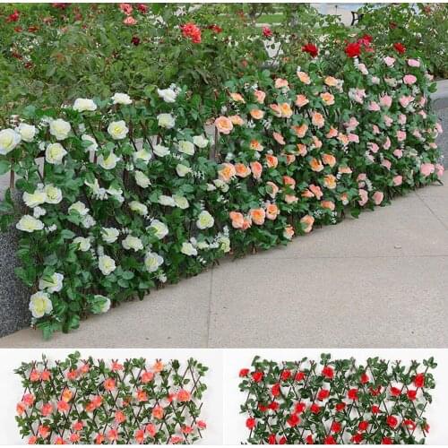 Artificial Flower Garden Telescopic Fence Wall Leaf Landscaping Wood Expanding Trellis Privacy Protected Hedge Garden Home Decor