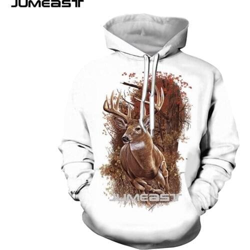 Jumeast Brand Men Women 3D Printed Sweatshirt Hunting Deer Long Sleeve Cap Hoody Sport Pullover Hoodies