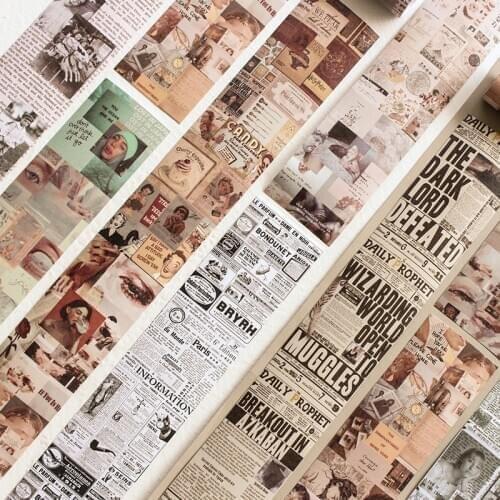 63*460mm Retro English Newspaper Washi Tape Vintage Wide Masking Tape Decorative Tape Sticker Scrapbooking Diary Stationery