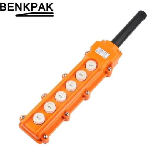 6 keys english button crane push button COB63 hoist switch silver pendant switch COB-63
