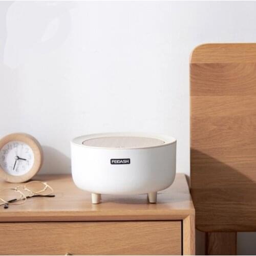 Creative Wooden Trash Can With Lid Press Garbage Rubbish Bin High Foot Waste Container Organizer Desktop Trash Bathroom Kitchen