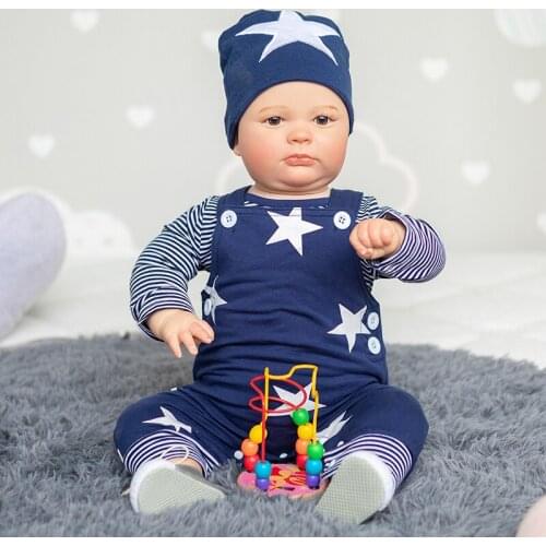 60CM Huge Size 100% Handmade Reborn Baby Doll Realistic Joseph Awake Doll Mutiple Layers Painting with Visible Veins