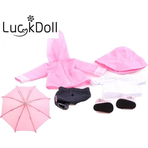 LUCKDOLL Rain Suit Six-Piece Suit For 18-inch American Doll Baby Doll Accessories