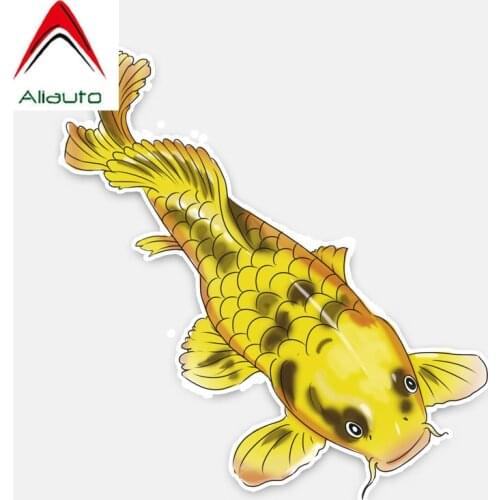 Aliauto Fashion Creative Chinese Style Yellow Koi PVC Waterproof Sunscreen Reflective Anti-UV Decal Accessories,14cm*15cm