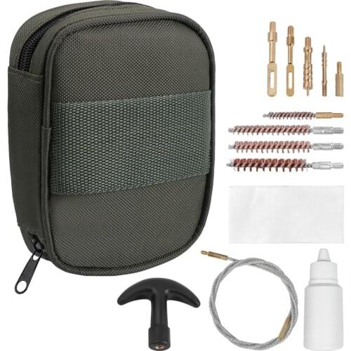 13pcs Tactical Gun Cleaning Kit Set for Universal 12ga 20ga Handgun .22cal .17cal .2235.56 Rifle Rod Brush Patches Cleaning Tool