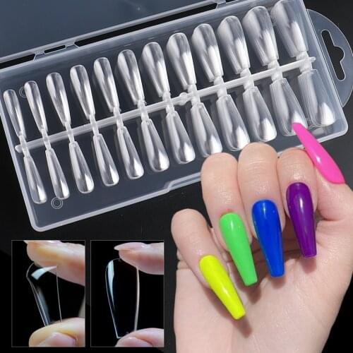 240pcs False Nails Extension Tips Quick Building Nail Form Press On Nails Crystal Artificial Fake Nail Gel Poilsh Tools SA1924