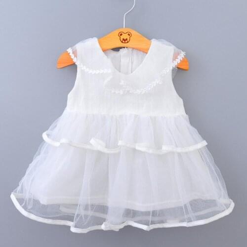 Pink White Girls Party Dress Summer Fashion Infant Layered Lace Costumes Toddler Cute Clothes For Baby One Year Birthday Outfits