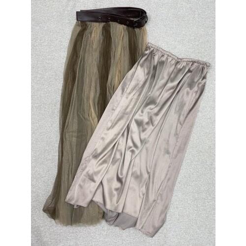 New ladies fashion 2021 sexy solid color belt mesh half skirt 0111