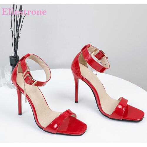 2021 Brand New Elagant Black Red Women Dress Sandals Fashion Super High Heels Lady Dance Shoes Big Small Size 12 30 43 45 48