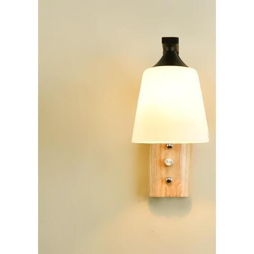 New Indoor Wall Lamp Headlamp Hotel Bedroom Nordic Wood Glass Wall Candlle Lights Living Room Decoration Wall Lights for Home