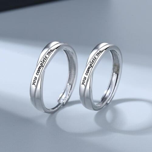 VENTFILLE 925 Sterling Silver You Complete Me Couple Simple Ins Ring