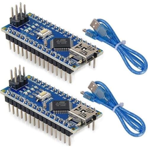 Mini Nano V3.0 Atmega328p Microcontroller Board With USB Cable For Arduino (2Pcs Boards+2Pcs Cables)