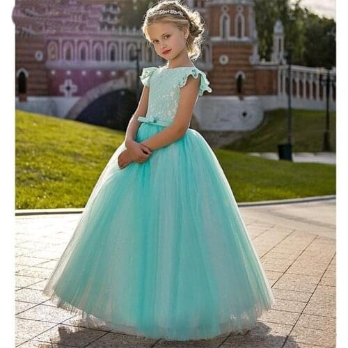 Flower Girls Dresses Beautiful Holy Communion Dresses Lace Long Sleeve Beaded Puffy Ball Gown Prom Pageant Dress For Girls