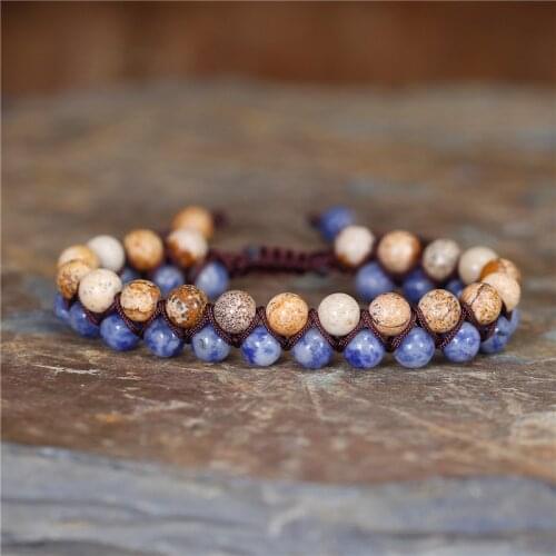 Natural Stones Braided Bracelet BOHO Macrame Wrap Bracelet Beaded Stackable Friendship Bracelets Handmade Jewelry Dropshipping