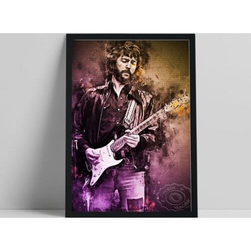 Eric Clapton Fans Collect Poster, English Musician Figure Portrait Art Prints, Vintage Art Singer Colored Drawing Home Art Decor