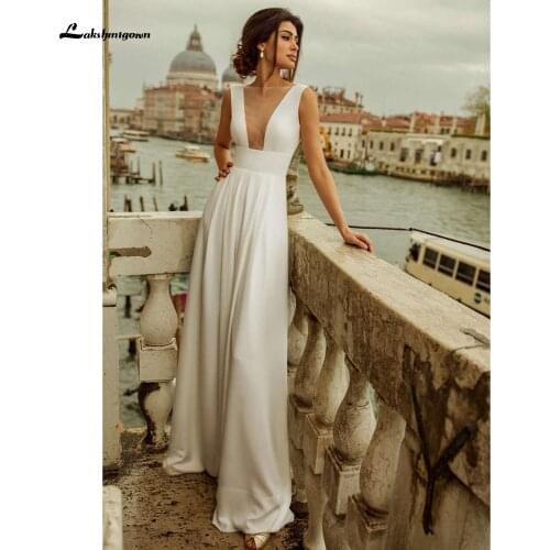 Simple Jumpsuits Beach Country Wedding Dresses 2021 Sexy Deep v Neck Bridal Gowns trouwjurk abiti da sposa