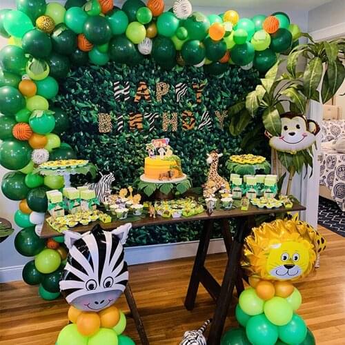 Jungle Animal Party First 1st Birthday Lion Tiger Foil Balloon Birthday Party Disposable tableware Plate Cup Baby Shower Decor