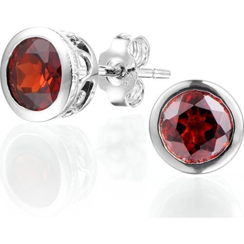 Dormith real 925 sterling silver classics 1.2 carats natural garnet stud earrings for women jewelry