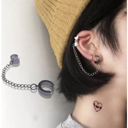 Gothic Dark Style Unisex Earrings Hoop Dangle Clip Personalized Earrings for Women Teen Earring Fashion Jewelry Gifts Accessory