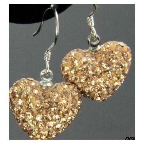 Mixed white pink Crystal Disco Silver Plated drop heart Earrings lot Jewelry Rhinestone dangles b434